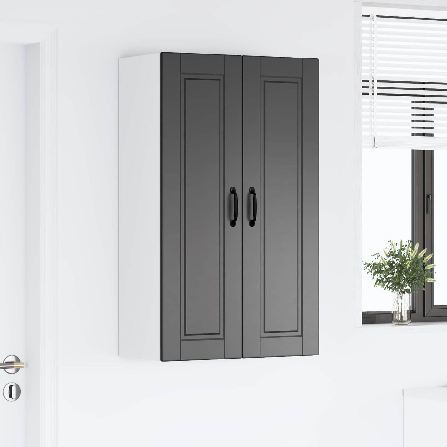 Nástěnná Skříňka Porto Černá 60 X 31 X 100 Cm Kompozitní Dřevo