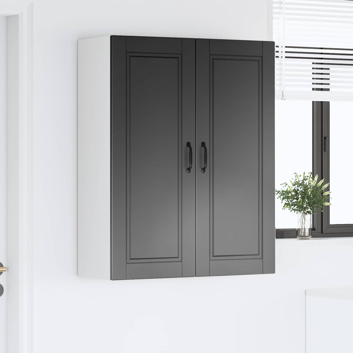 Nástěnná Skříňka Porto Černá 80 X 31 X 100 Cm Kompozitní Dřevo