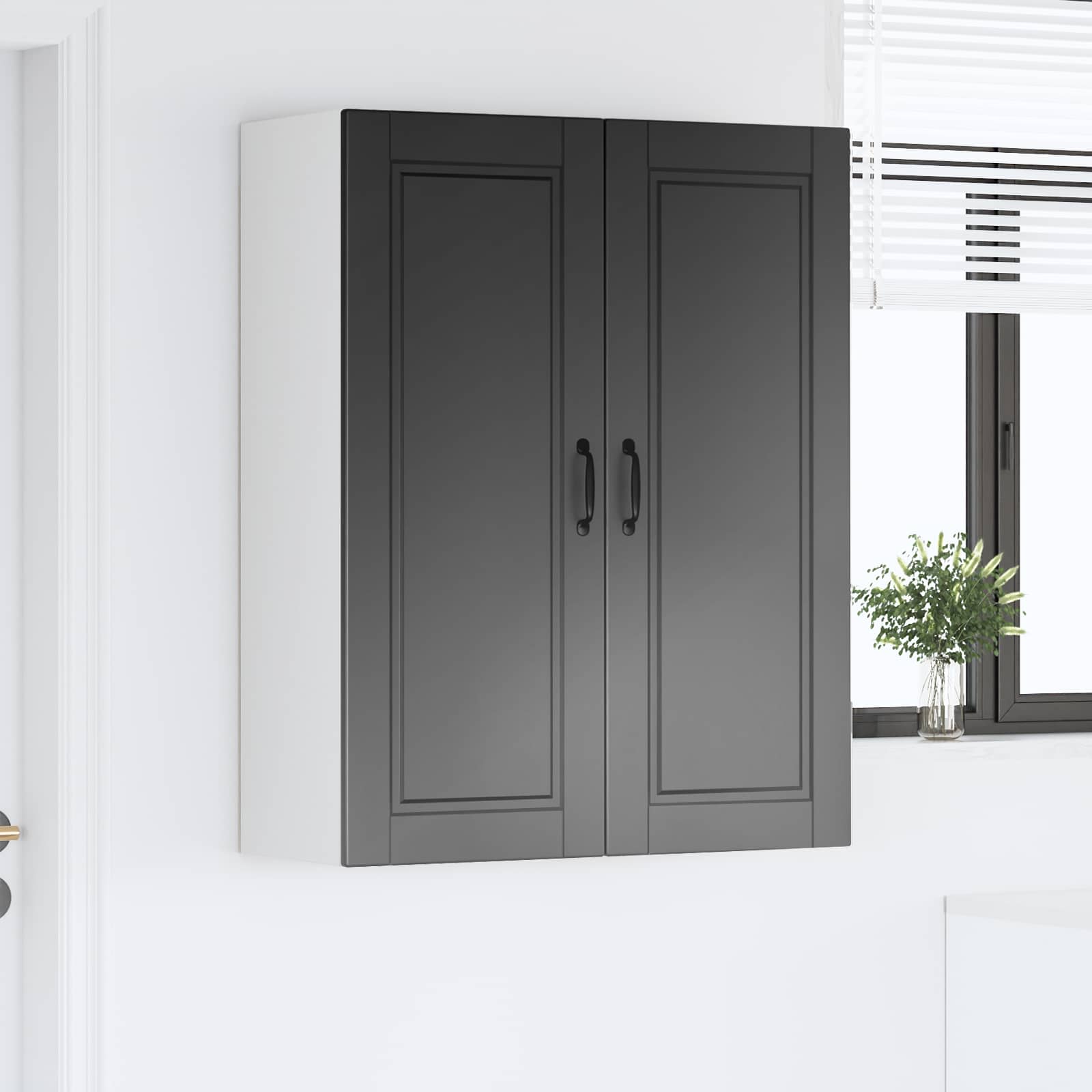 Nástěnná Skříňka Porto Černá 80 X 31 X 100 Cm Kompozitní Dřevo