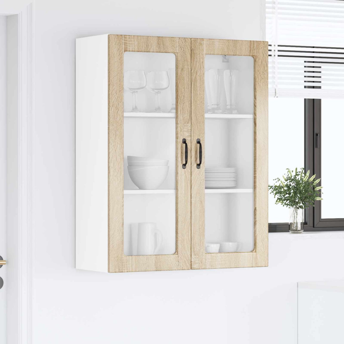 Nástěnná Skleněná Skříň Porto Sonoma Dub 80 X 31 X 100 Cm