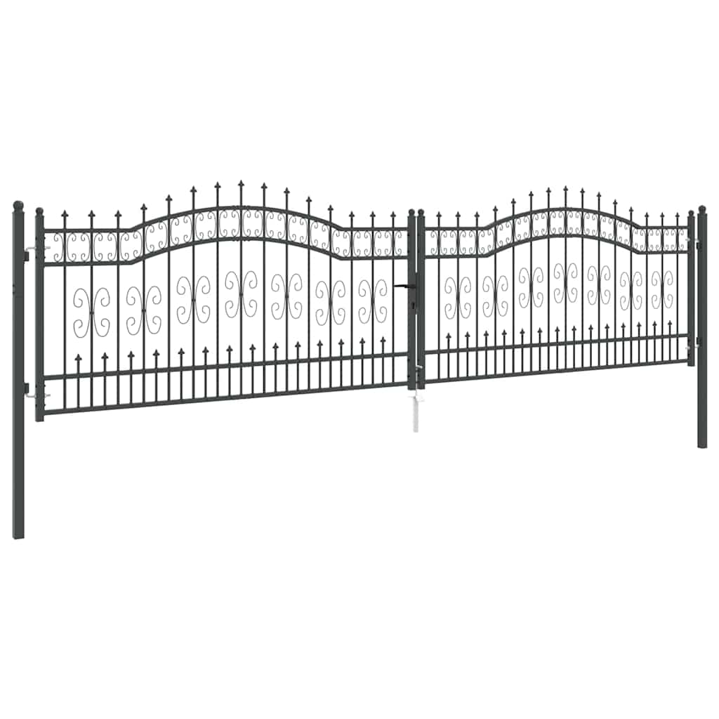 Brána S Hrotem Kampen 404 X 100 Cm Ocel Šedá Zamykatelné