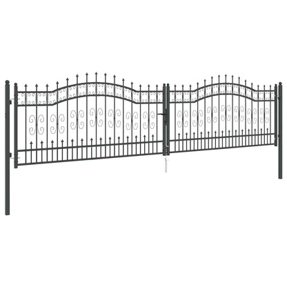 Brána S Hrotem Kampen 404 X 100 Cm Ocel Šedá Zamykatelné