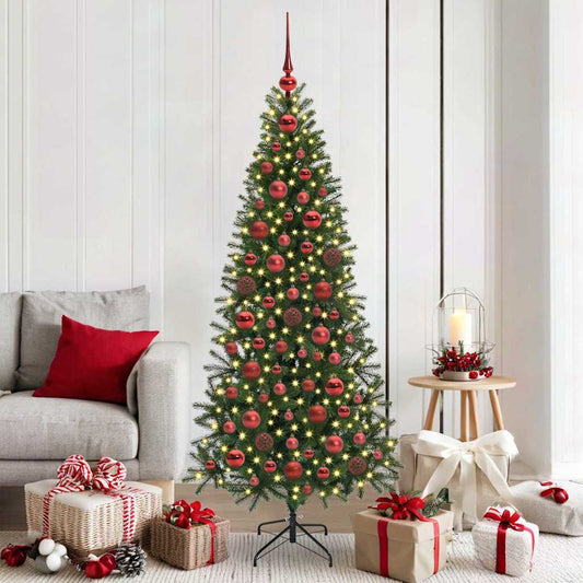 Sada Vánočních Ozdob 120 Ks Červená Ø 6 Cm Plast 300 Led Diod