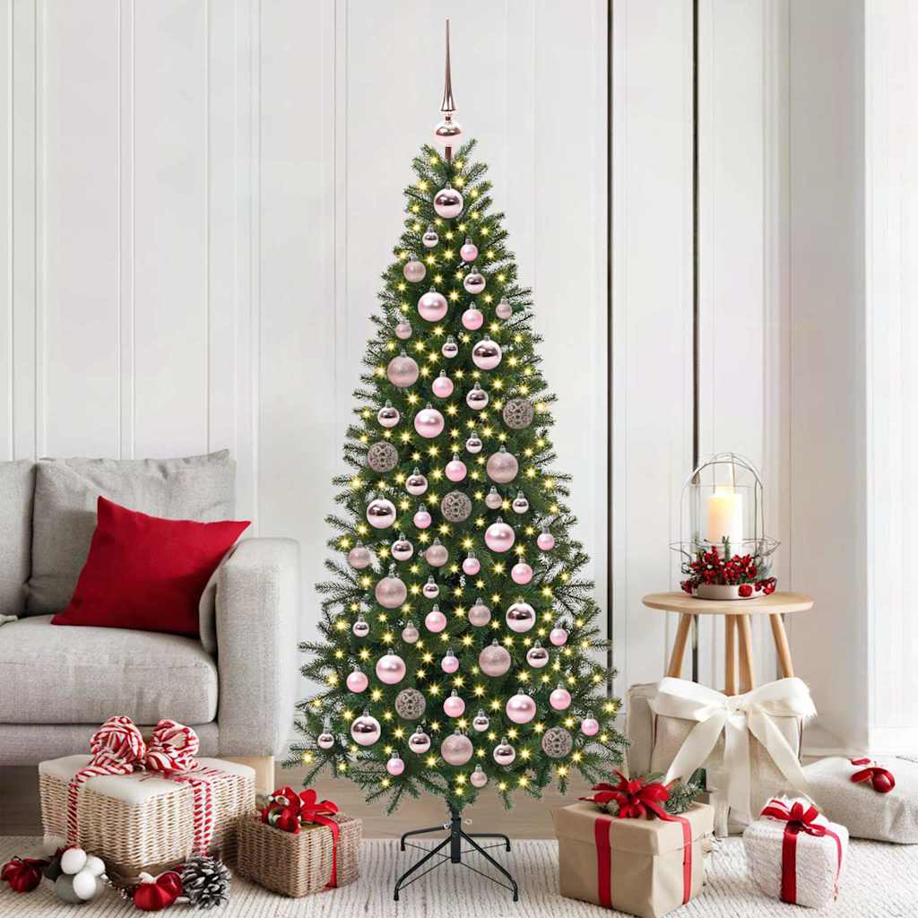 Sada Vánočních Ozdob 120 Ks Růžová Ø 6 Cm Plast 300 Led Diod