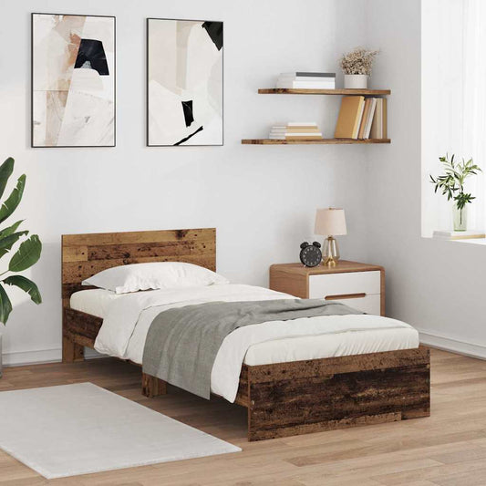 Rám Postele S Čelo Staré Dřevo 100 X 200 Cm Kompozitní Dřevo