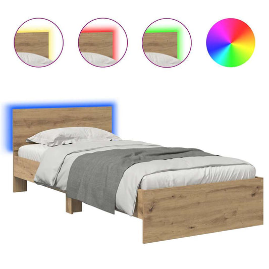Rám Postele S Čelo Artisanový Dub 100 X 200 Cm Kompozitní Dřevo