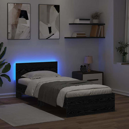 Rám Postele S Led Pásky Černý Dub 100 X 200 Cm Kompozitní Dřevo