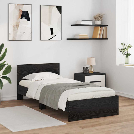 Rám Postele S Led Pásky Černý Dub 100 X 200 Cm Kompozitní Dřevo