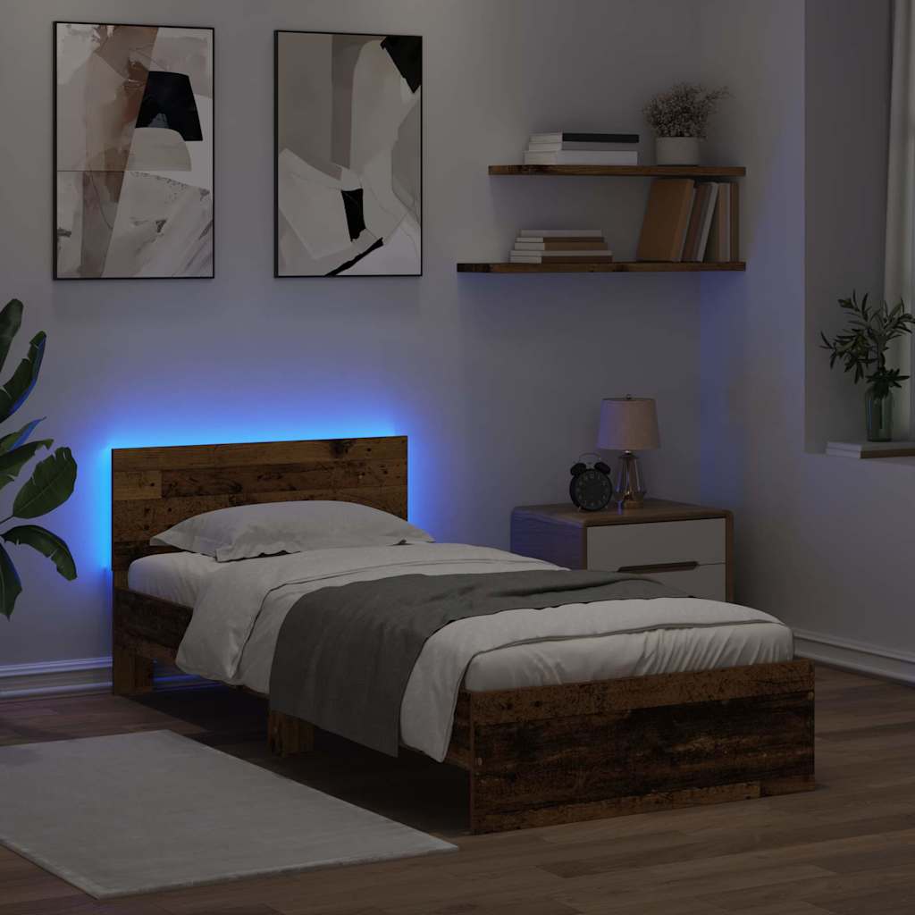 Rám Postele S Čelo Staré Dřevo 90 X 200 Cm Kompozitní Dřevo