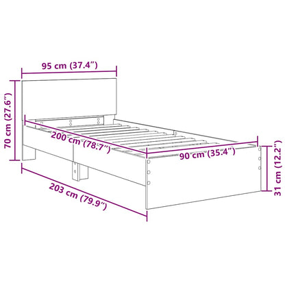 Rám Postele S Čelo Staré Dřevo 90 X 200 Cm Kompozitní Dřevo