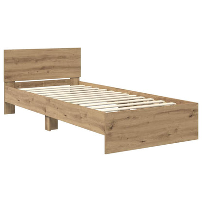 Rám Postele S Čelo Artisanový Dub 90 X 200 Cm Kompozitní Dřevo