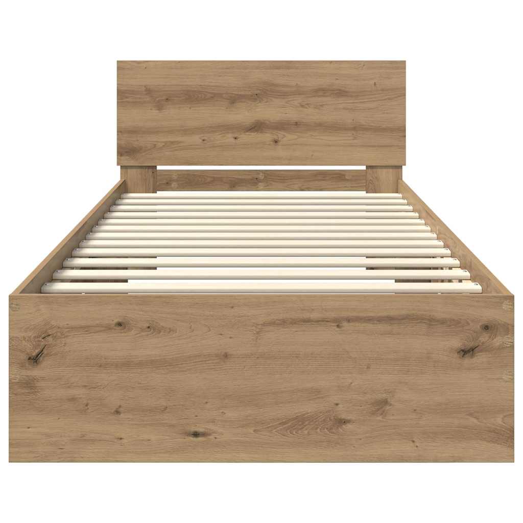 Rám Postele S Čelo Artisanový Dub 90 X 200 Cm Kompozitní Dřevo