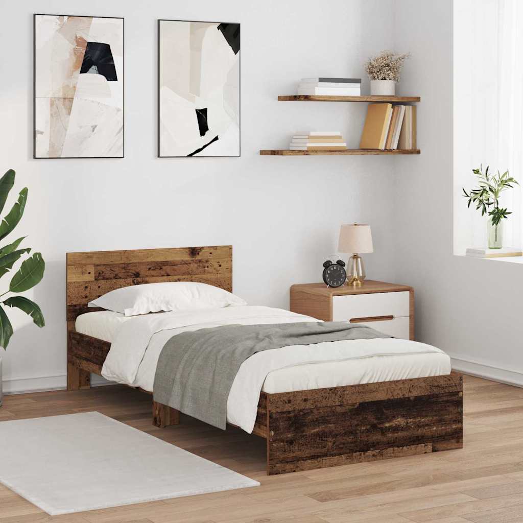 Rám Postele S Čelo Staré Dřevo 90 X 190 Cm Kompozitní Dřevo