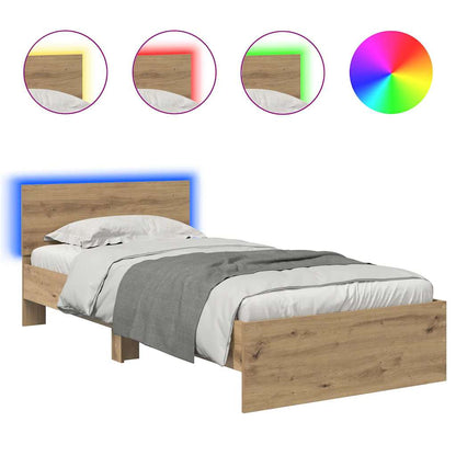 Rám Postele S Čelo Artisanový Dub 90 X 190 Cm Kompozitní Dřevo