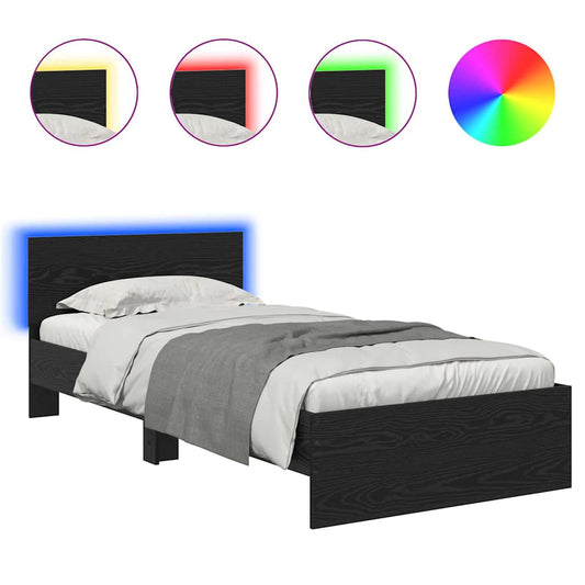 Rám Postele S Led Pásky Černý Dub 90 X 190 Cm Kompozitní Dřevo