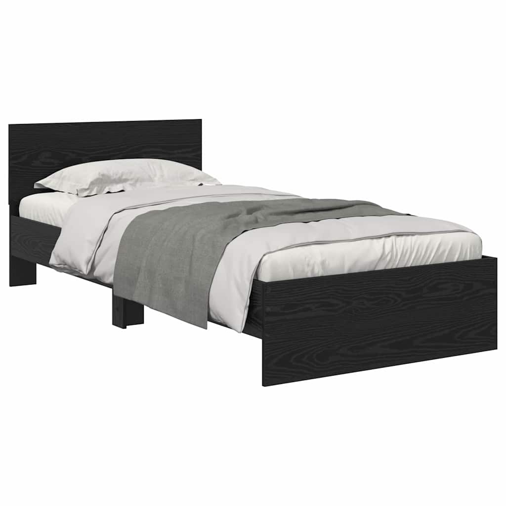 Rám Postele S Led Pásky Černý Dub 90 X 190 Cm Kompozitní Dřevo