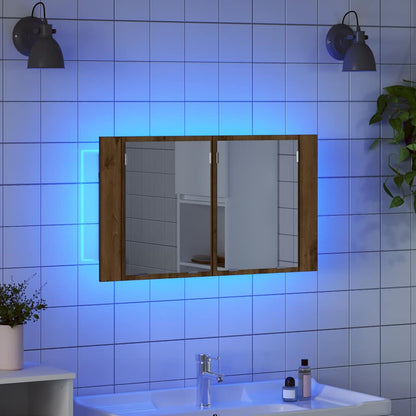 Koupelnová Zrcadlová Skříň Artisanový Dub 80 X 12 X 45 Cm