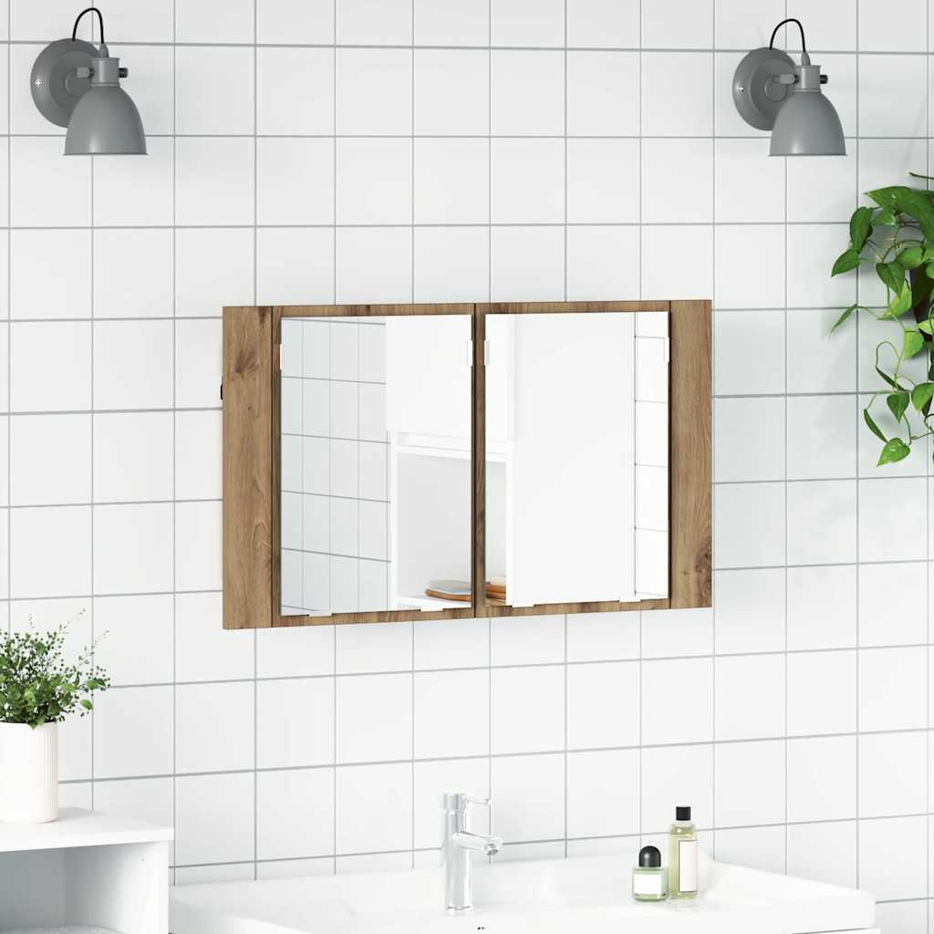 Koupelnová Zrcadlová Skříň Artisanový Dub 80 X 12 X 45 Cm