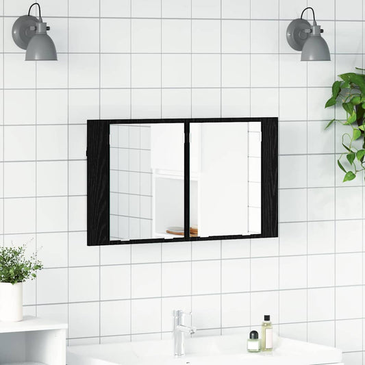 Koupelnová Zrcadlová Skříň Černý Dub 80 X 12 X 45 Cm