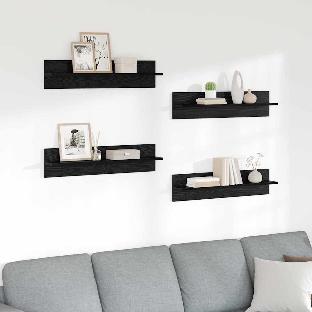 Nástěnné Poličky Nástěnná Montáž 4 Pcs Černý Dub