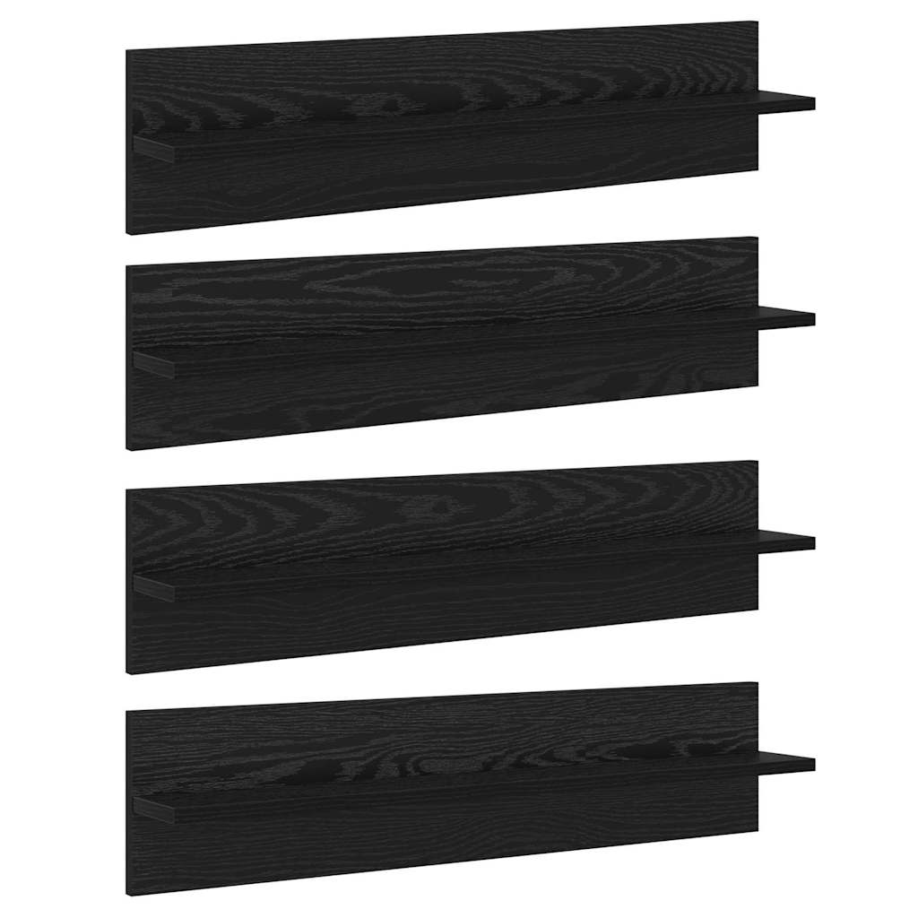 Nástěnné Poličky Nástěnná Montáž 4 Pcs Černý Dub