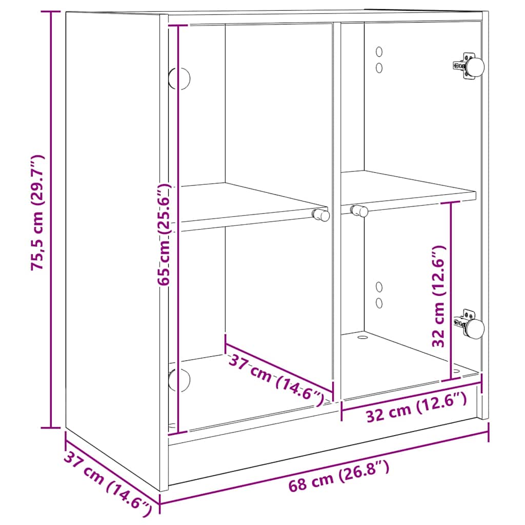 Boční Skříňka Staré Dřevo 68 X 37 X 75,5 Cm Kompozitní Dřevo