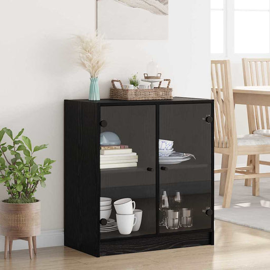Boční Skříňka Černý Dub 68 X 37 X 75,5 Cm Kompozitní Dřevo
