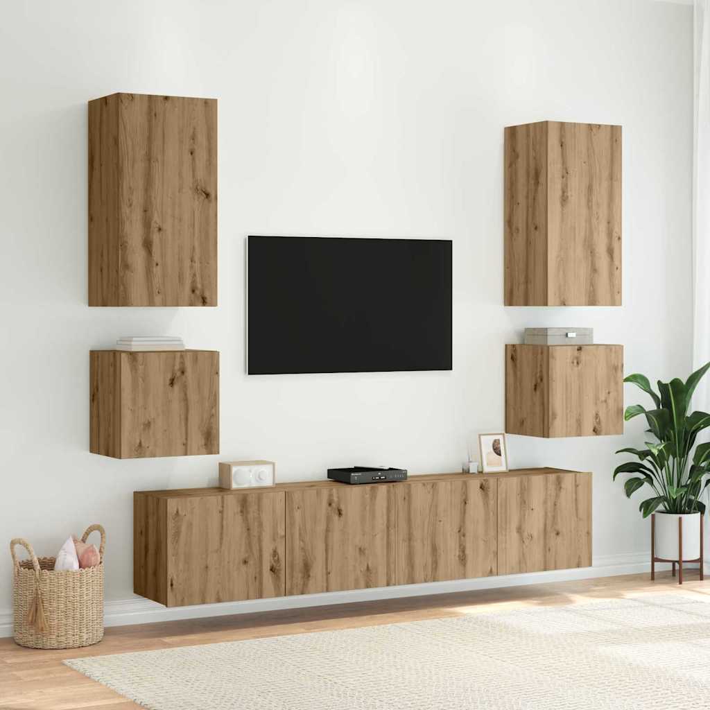 Tv Wall Cabinet Artisanový Dub Kompozitní Dřevo