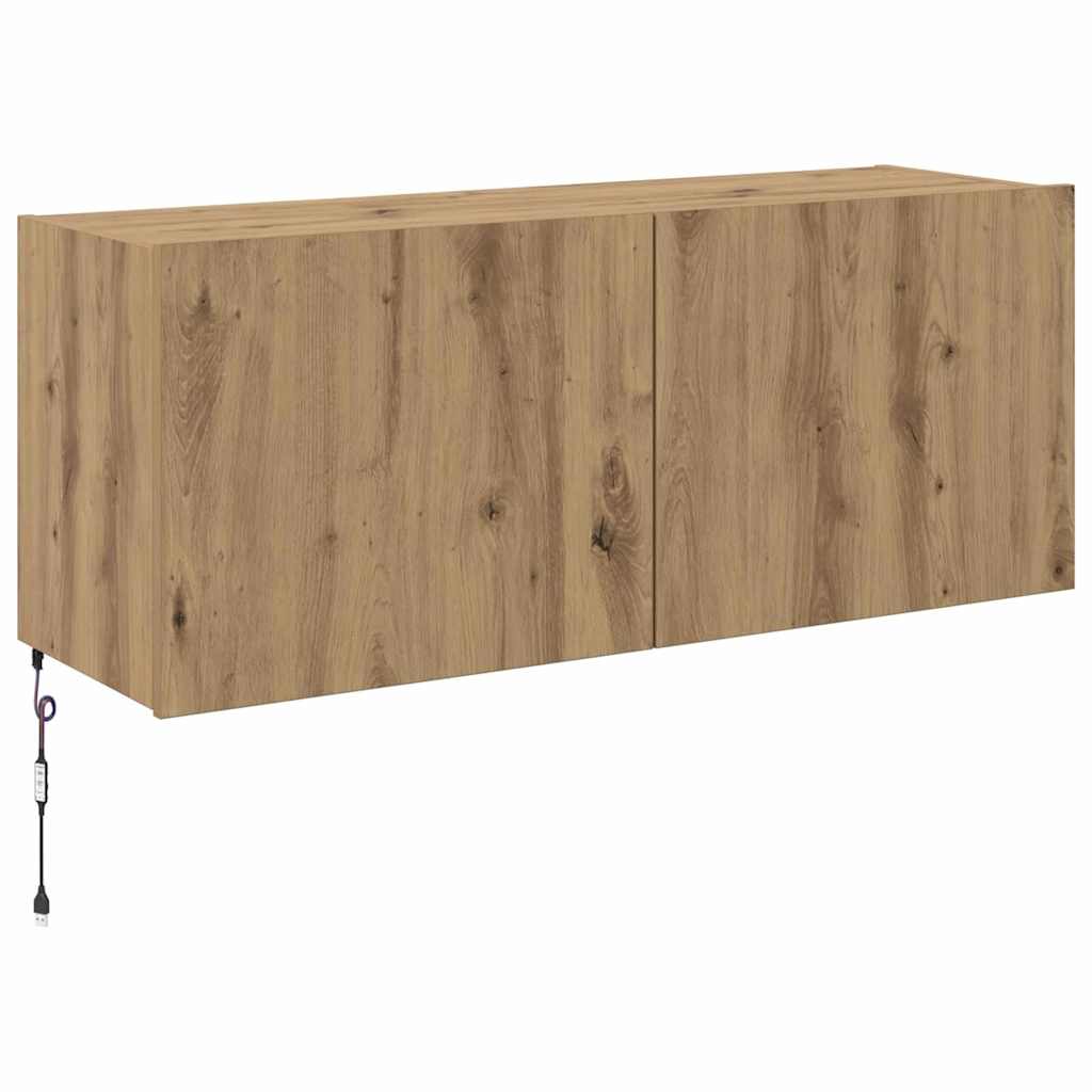 Tv Wall Cabinet Artisanový Dub Kompozitní Dřevo