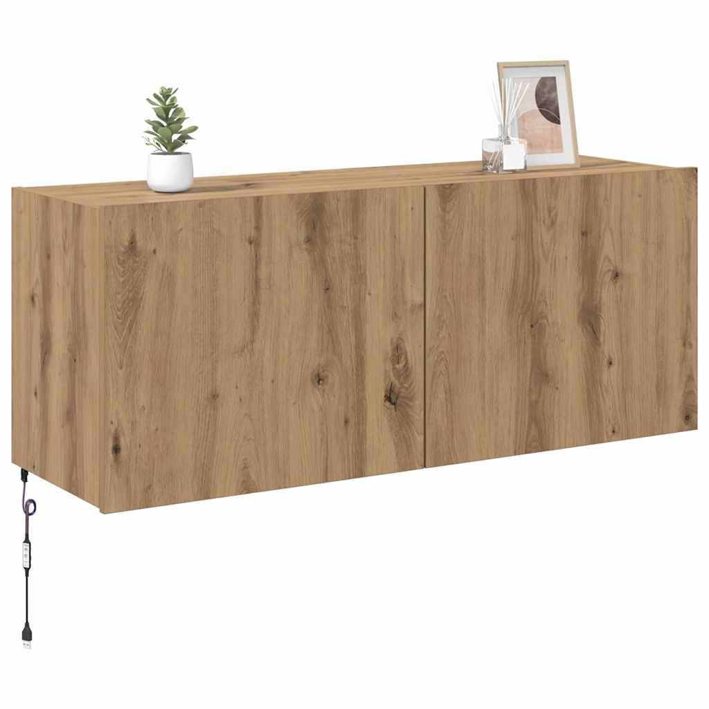 Tv Wall Cabinet Artisanový Dub Kompozitní Dřevo