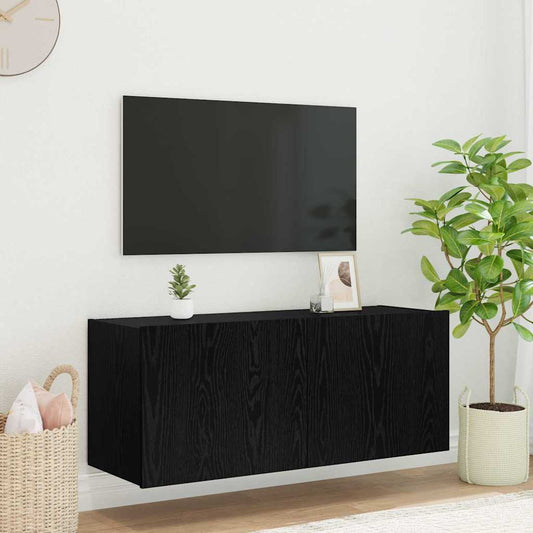 Tv Wall Cabinet Černý Dub Kompozitní Dřevo