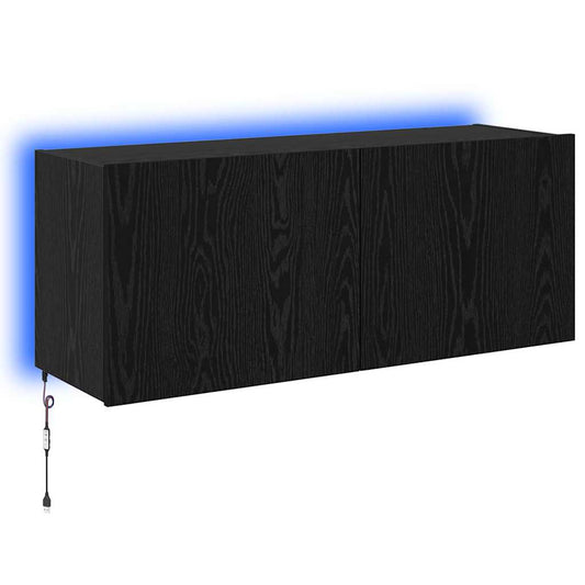 Tv Wall Cabinet Černý Dub Kompozitní Dřevo