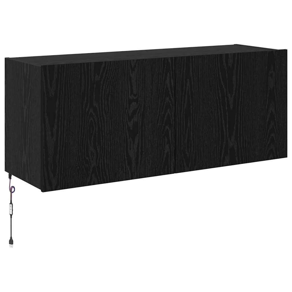Tv Wall Cabinet Černý Dub Kompozitní Dřevo