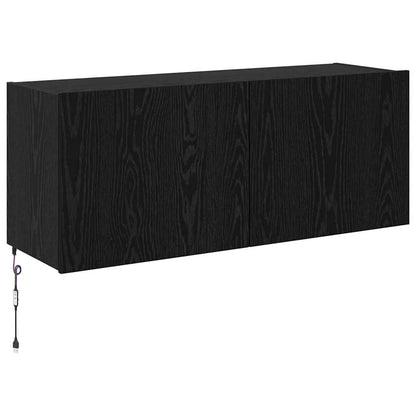 Tv Wall Cabinet Černý Dub Kompozitní Dřevo