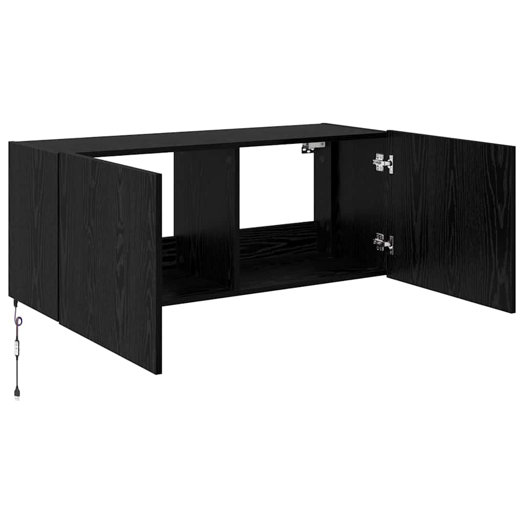 Tv Wall Cabinet Černý Dub Kompozitní Dřevo