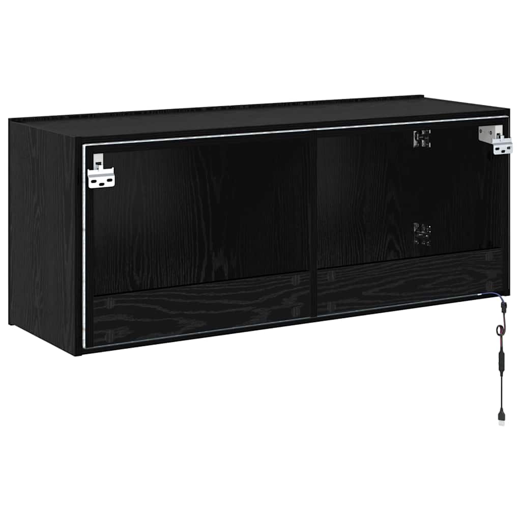 Tv Wall Cabinet Černý Dub Kompozitní Dřevo