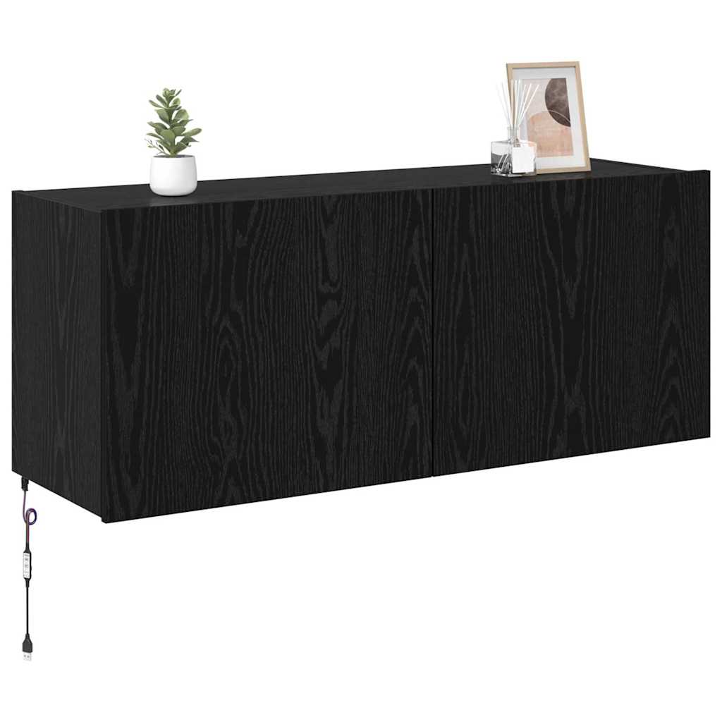 Tv Wall Cabinet Černý Dub Kompozitní Dřevo