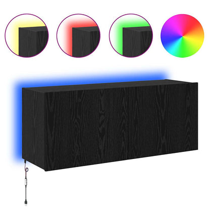 Tv Wall Cabinet Černý Dub Kompozitní Dřevo