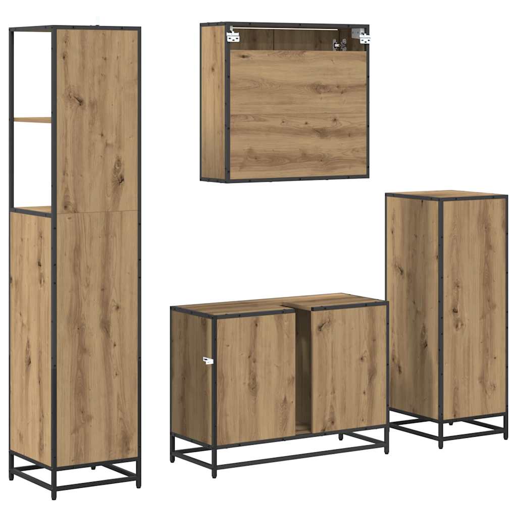 Sada Koupelnového Nábytku 4 Ks Artisanový Dub 80 X 33 X 60 Cm