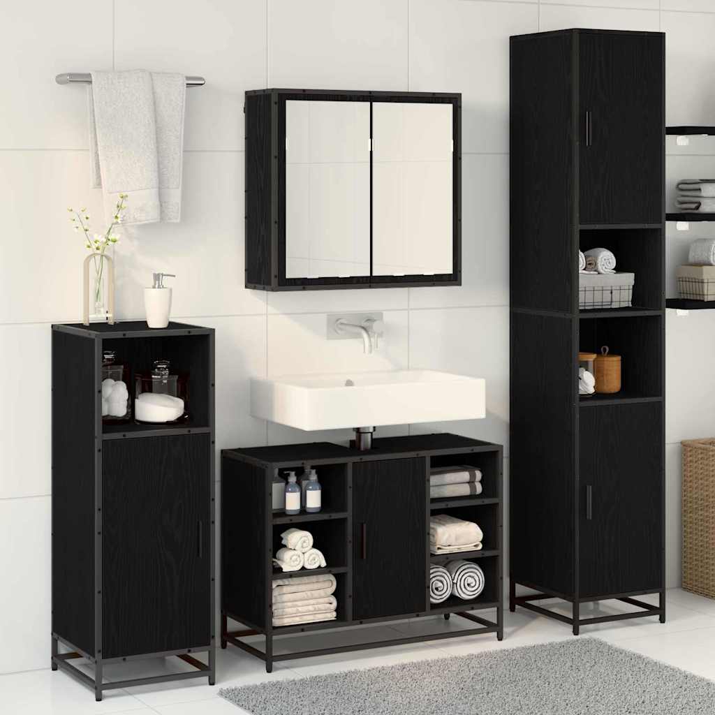 Sada Koupelnového Nábytku 4 Ks Černý Dub 80 X 33 X 60 Cm