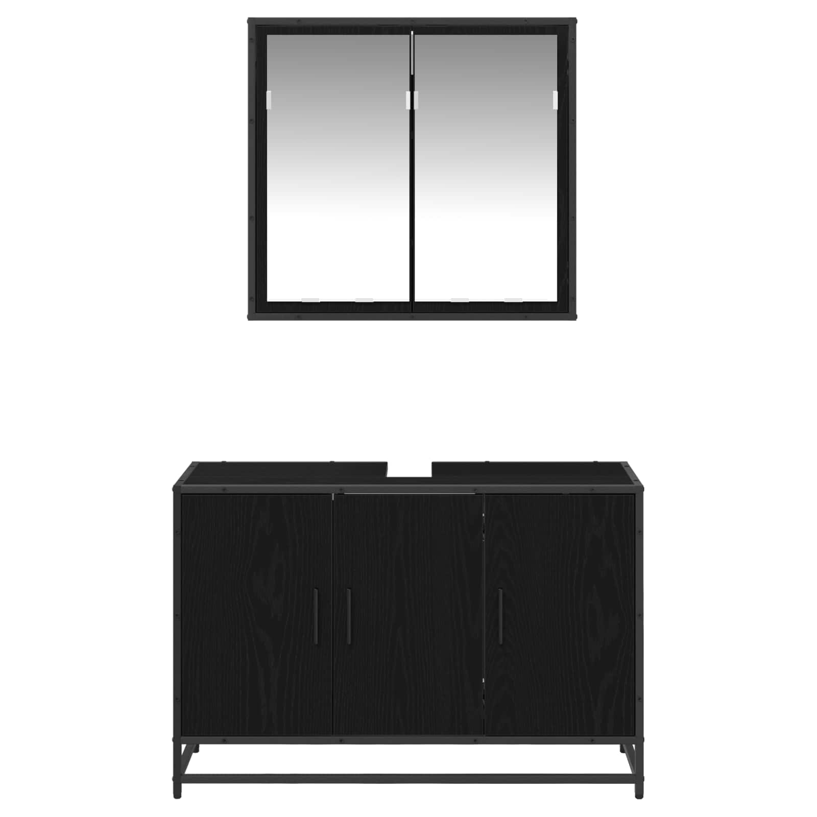 Sada Koupelnového Nábytku 2 Ks Černý Dub 90 X 33 X 60 Cm
