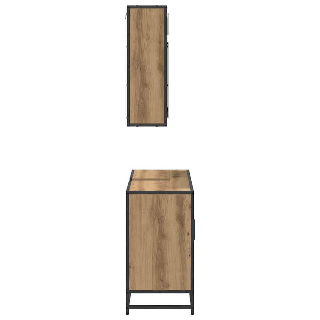 Sada Koupelnového Nábytku 2 Ks Artisanový Dub 80 X 33 X 60 Cm
