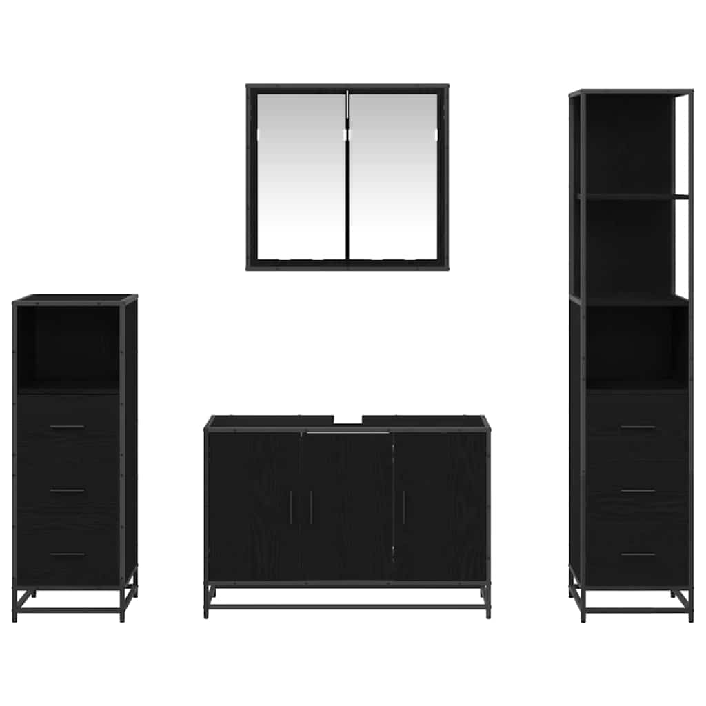 Sada Koupelnového Nábytku 4 Ks Černý Dub 90 X 33 X 60 Cm