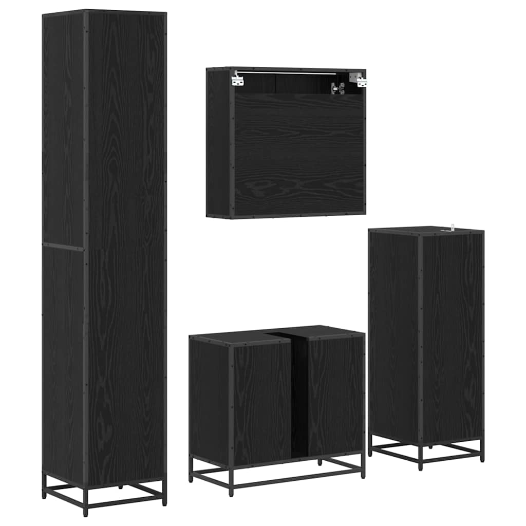 Sada Koupelnového Nábytku 4 Ks Černý Dub 65 X 33 X 60 Cm