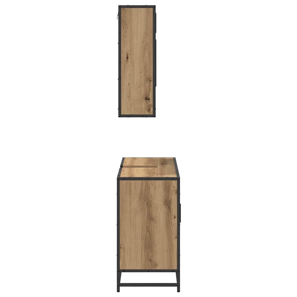 Sada Koupelnového Nábytku 2 Ks Artisanový Dub 80 X 33 X 60 Cm