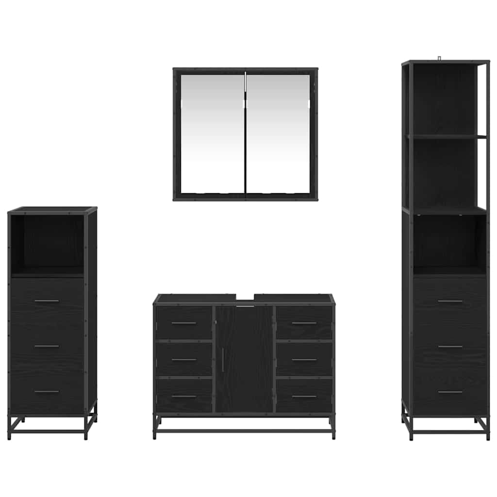 Sada Koupelnového Nábytku 4 Ks Černý Dub 80 X 33 X 60 Cm