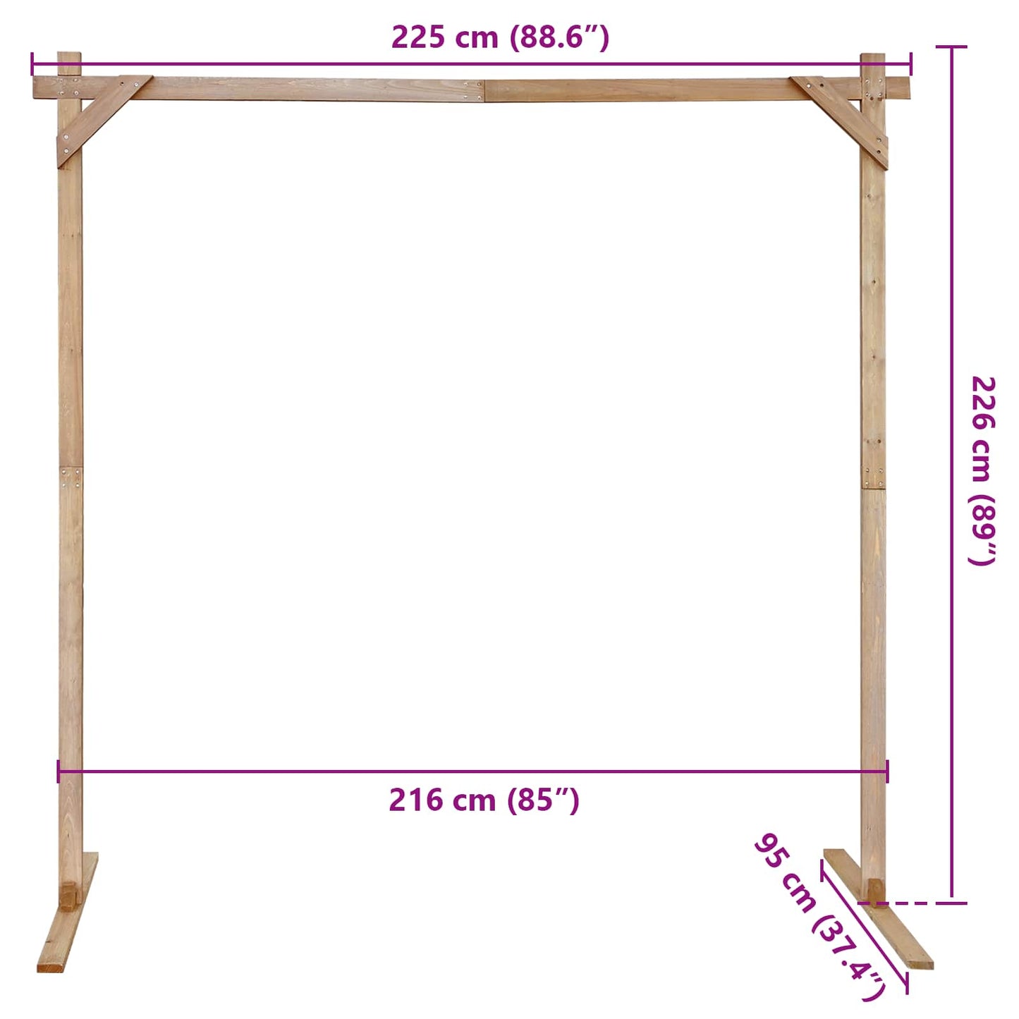 Svatební Oblouk Světle Hnědá 225 X 95 X 226 Cm