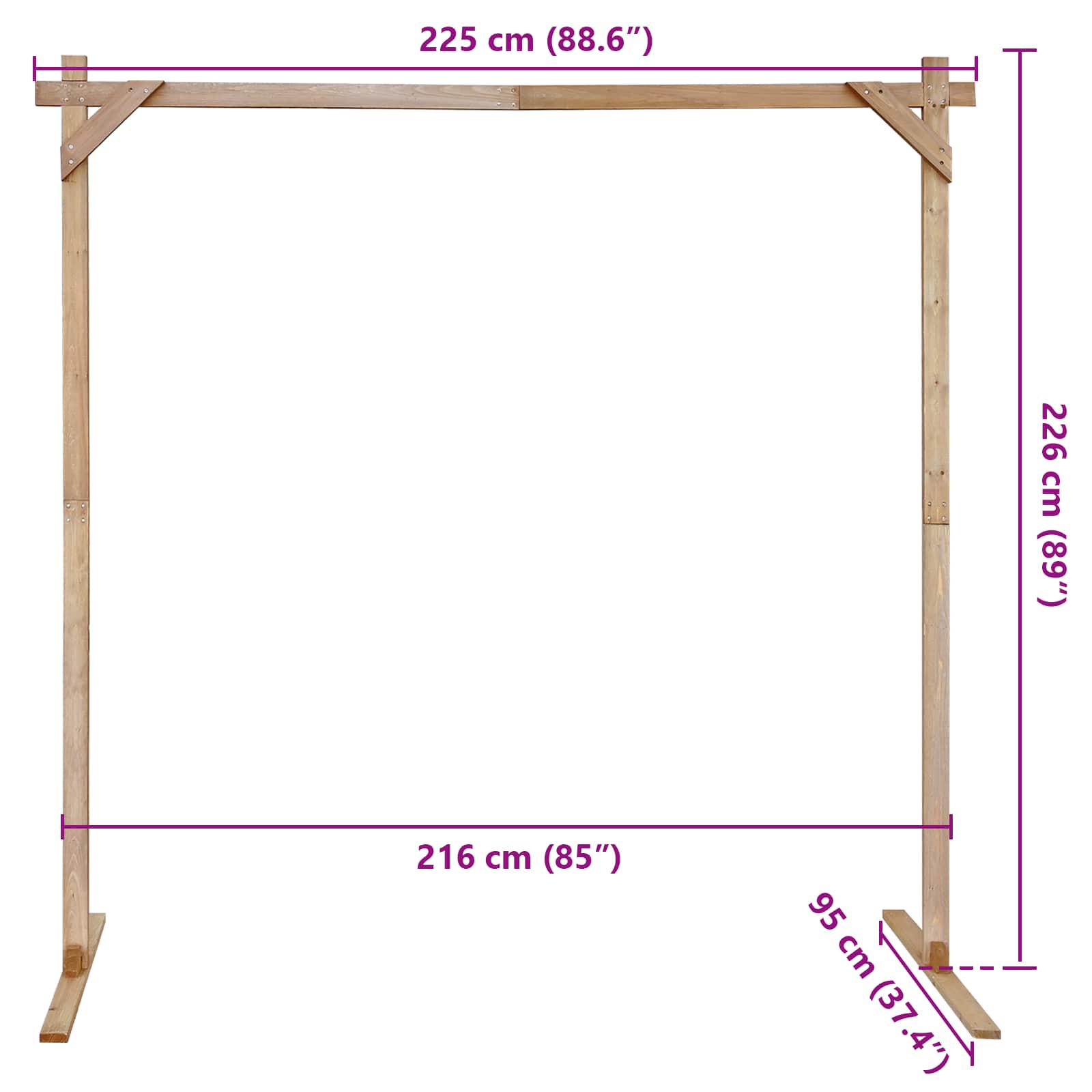 Svatební Oblouk Světle Hnědá 225 X 95 X 226 Cm