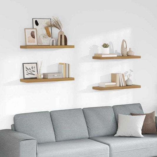 Nástěnná Polička 4 Pcs Hnědá 80 X 23,5 X 4 Cm Kompozitní Dřevo