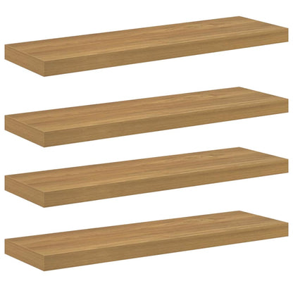Nástěnná Polička 4 Pcs Hnědá 80 X 23,5 X 4 Cm Kompozitní Dřevo